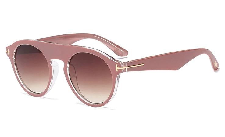 Ретро панк Круглые Солнцезащитные очки для мужчин и женщин Модные Оттенки UV400 Винтажные Очки 45699 - Цвет линз: C2 tea purple