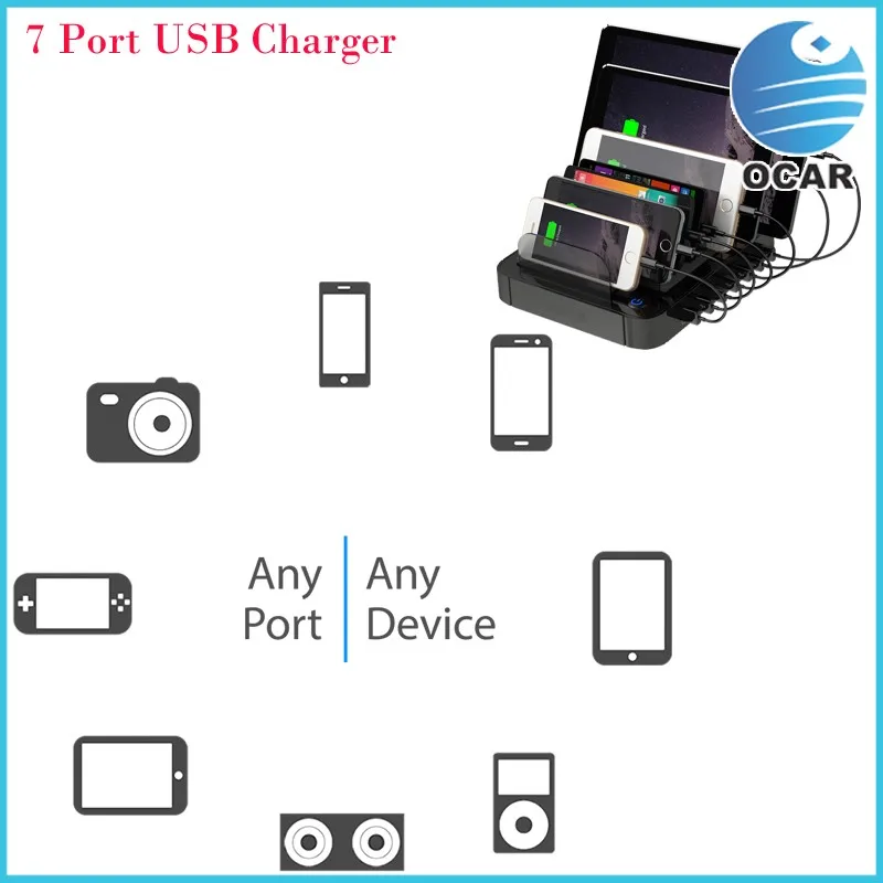 7 ports USB Charger Black 054