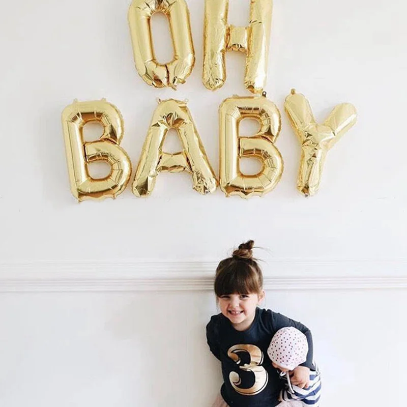 6 шт с надписью OH BABY буквами Фольга воздушные шары 16 &quotзолото Пол раскрыть Baby Shower