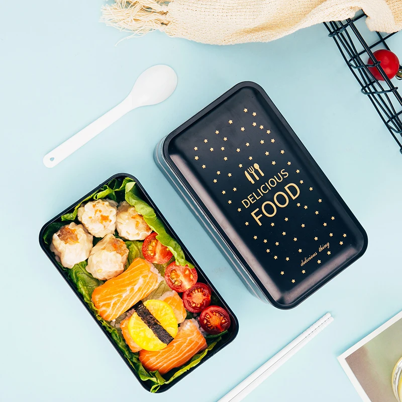 

1200ml Lunch box double-layer Portable Bento box Eco-friendly Food container with compartments Leakproof Microwavable BPA free