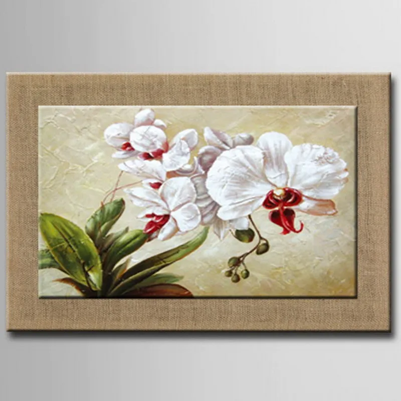 Meilleur 100% Peint À La Main Moderne Fleur Avec Cadre Art Décor Peinture À L huile Décoration Murale Image Sur Lin Pour La Décoration Intérieure