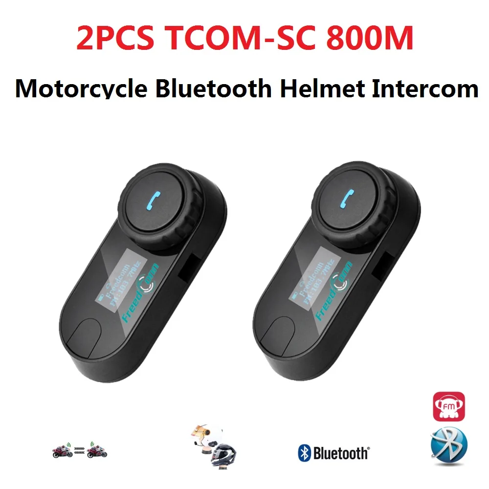 800M LCD Screen Bluetooth Intercom Motorcycle Interphone FM Radio Helmet Headset