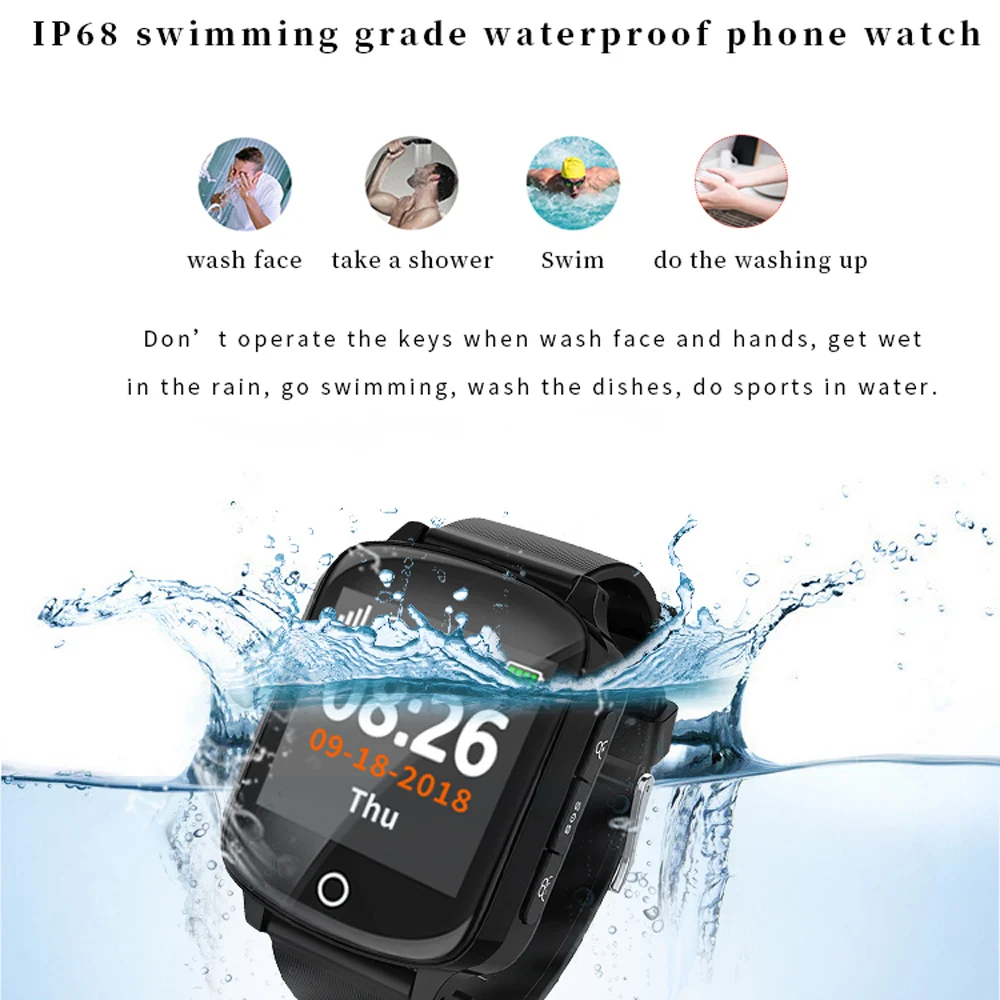 Дешево 696 D200 Смарт часы для пожилых людей font b gps b font + wifi монитор кровяного давления пульса мониторинг сна Осенняя сигнализация один ключ вызов для помощи ч...