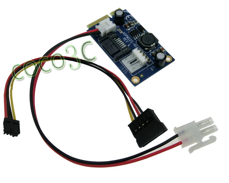 MSATA to 7 pin SATA Adapter for Mini ITX Motherboard with 5V power supply port mini