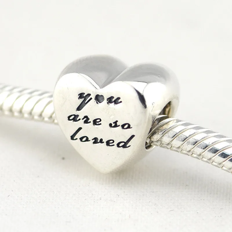 

Fits European Silver Charm Bracelets & Choker 100% 925 Sterling Silver Bead You Are So Loved Heart For Women Jewelry DIY Making