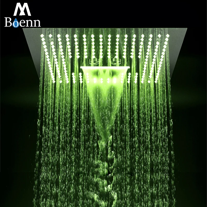 Multi Function Led Shower Heads 16'' Ceiling Colorful Rain SUS304 Rainfall & SPA Misty Massage Light Big Shower Waterfall
