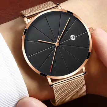 

Fashion Business Luxury Men Watches Ultra thin Mens Watches Stainless Steel Mesh Belt Quartz Watches Men Rose Gold Watches 2020
