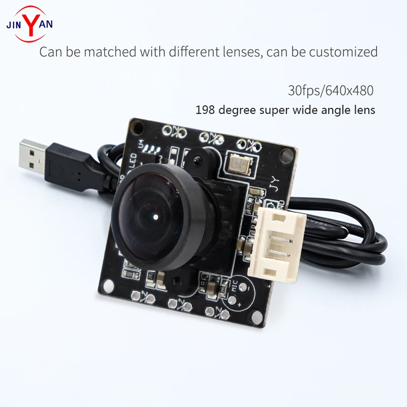 

198 degree super wide-angle lens USB high-definition night vision camera module 0.3MP camera module built-in microphone