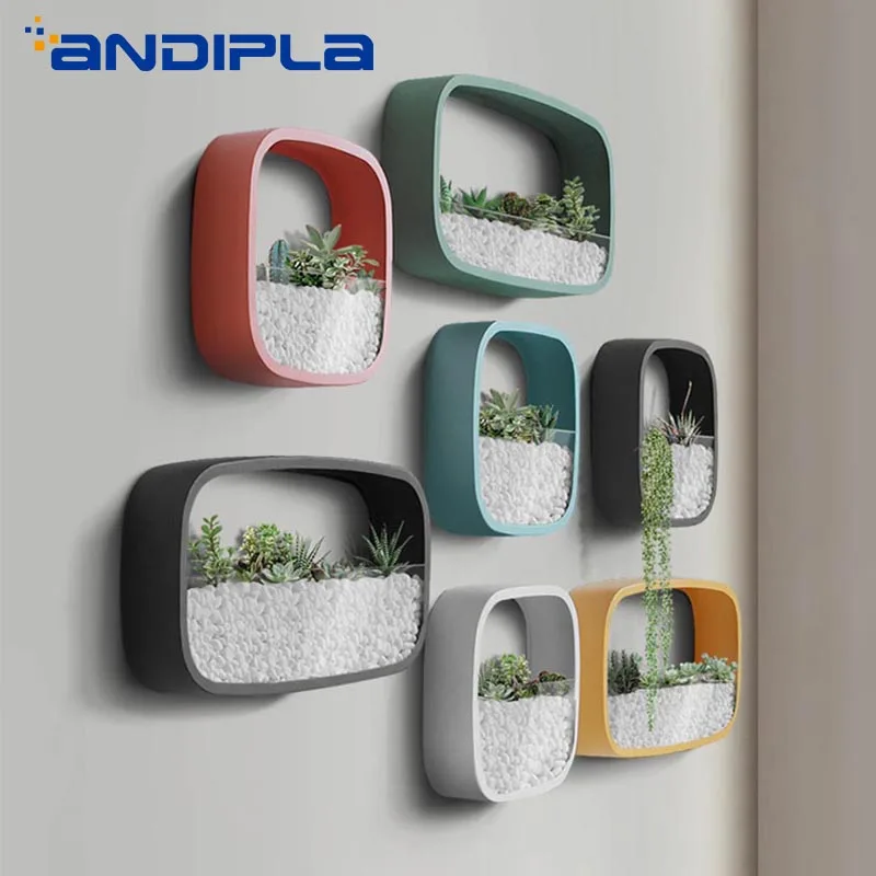 Comprare A Parete semplice Vaso di Piante Succulente In Vaso a Parete Multifunzione Ferro Quadrato di Vetro Vaso di Fiori Bonsai Creativo Ornament Decor