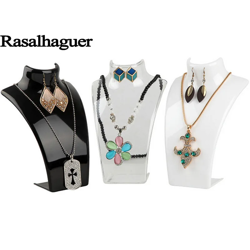 

Rasalhaguer Luxury Mannequin 6PCS Necklace and Earrings Jewelry Pendants Display Stand Holder Shelf 3 Colors L21*W13.5*H7.5CM