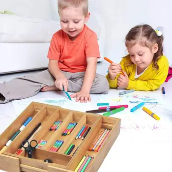

Silverware Drawer Organizer Anti-Slip Cutlery Tool Tray Expandable Bamboo Holder Fashion