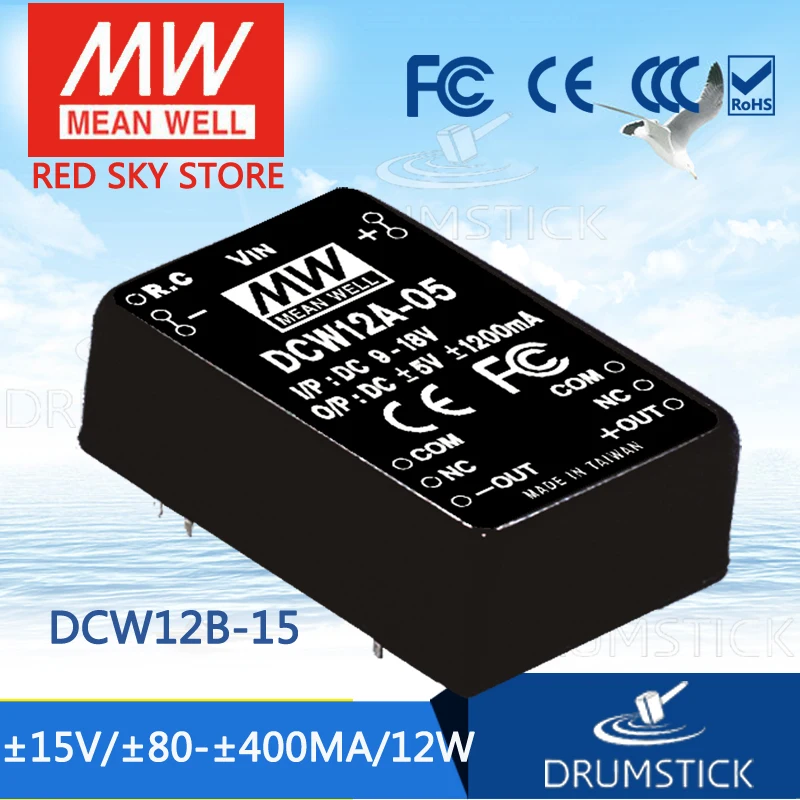 

Hot sale MEAN WELL DCW12B-15 15V 400mA meanwell DCW12 15V 12W DC-DC Regulated Dual Output Converter