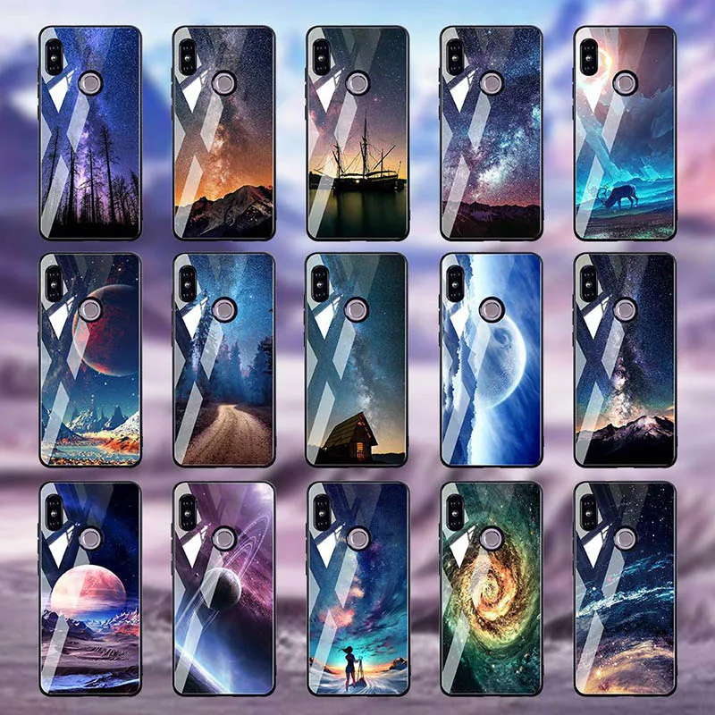 Hisomone For Xiaomi Redmi Note 5 4X 5 Pro Case Patterned Tempered Glass Silicone Cover For Xiao Redmi 5 Plus 4X Mi A1 5X Case