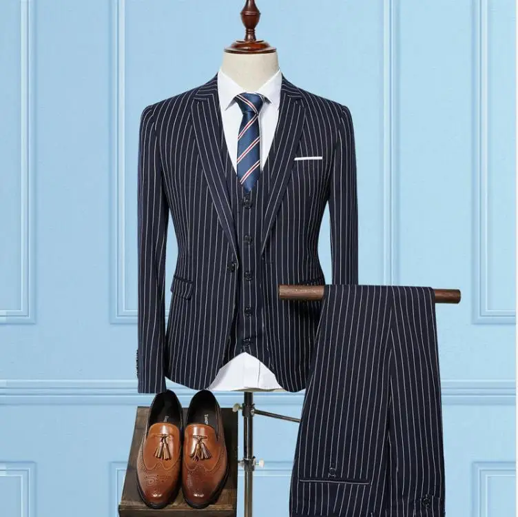 (Jacket+Vest+Pants) 2019 Tailor-Made Suit 2018 Men Suits Fashion wool Men's Slim Fit business  Male Wedding Suit Three Pieces
