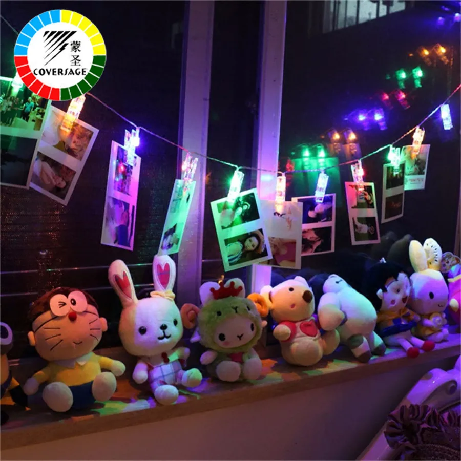 Coversage Photo Clip Pegs Hanging Lights 20 Leds 5Pcs Christmas Garland Battery String Xmas Decoration Fairy Holiday | Освещение