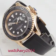 41mm PARNIS Black Dial Sapphire Glass Luminous Marks Luxury Rotating Ceramic Bezel Rose Golden Automatic Mechanical men's Watch 41mm PARNIS Black Dial Sapphire Glass Luminous Marks Luxury Rotating Ceramic Bezel Rose Golden Automatic Mechanical men's Watch