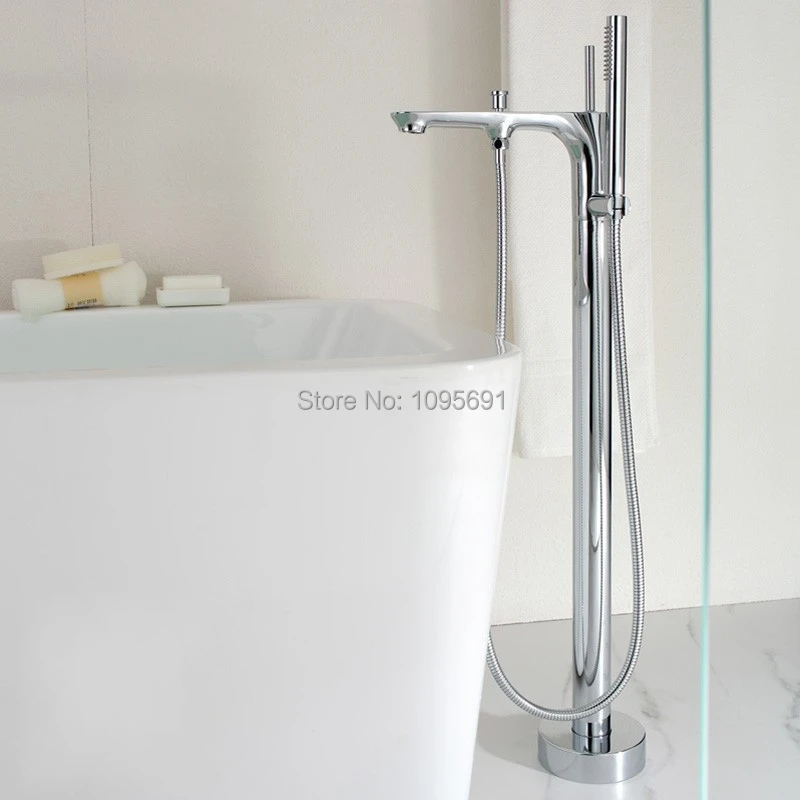 Contemporary tub hand shower and free standing bath shower set,rectangular chrome shower set ...