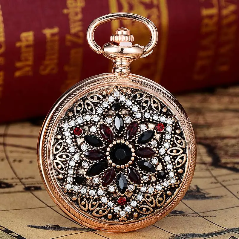 

Gold Vintage Women Diamond Carved Pocket Watch Without Chain Jewelry Watch For Women Gift XR2401 LL@17