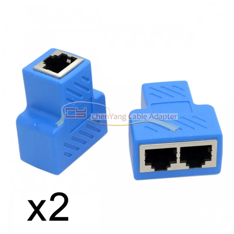 2pcs STP UTP Cat6 RJ45 8P8C Plug To Dual RJ45 Splitter Network
