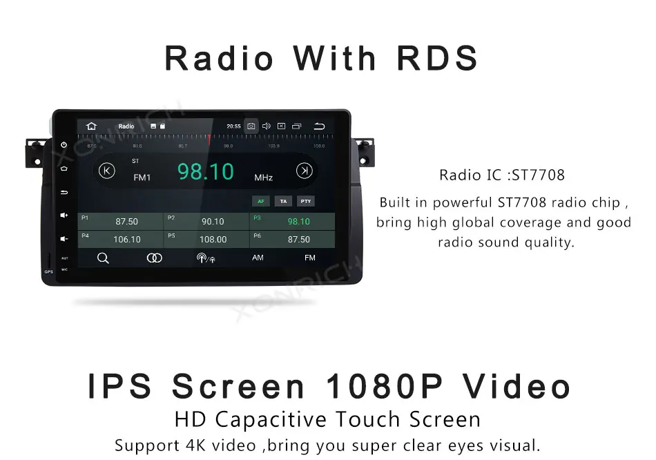 Best Xonrich 1 Din Android 8.0 Car Radio For BMW E46 Navigation M3 Rover 75 318/320/325/330/335 GPS DVD Player Qcta Core 8