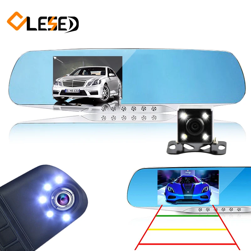 Koop Dual lens auto camera achteruitkijkspiegel auto dvr auto dvr recorder video registrator camcorder full hd1080p nachtzicht dash cam