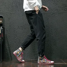 Японский Корейский стиль повседневные мужские прямые шаровары из чистого хлопка модные свободные брюки