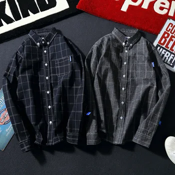 

LISIBOOO Men Long Sleeved Shirt Striped Mens Plaid Shirt Mens Lattice Slim Fit Shirt Mens Casual Dress Shirts Camisa Masculina