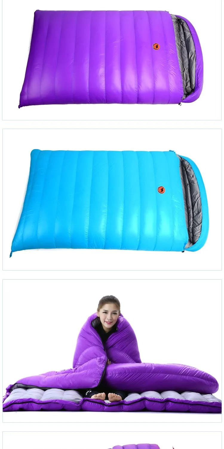 Branco para Baixo Bolsa de Dormir Bolsa de Dormir com 2 Samcamel Pessoa Capacidade Pato Enchimento Duplo com Travesseiro Livre 2 1800g 9 Cheap Sacos de dormir