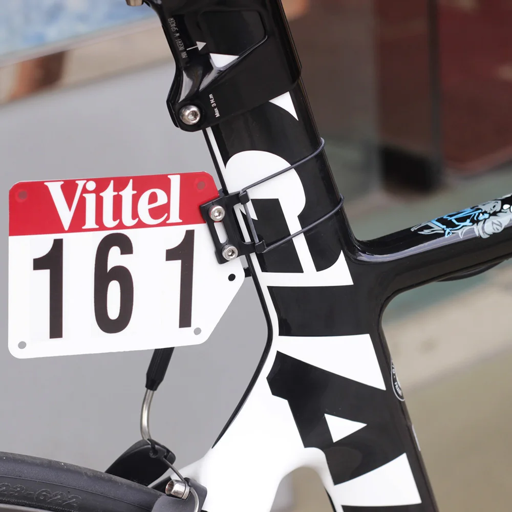 DIY MTB Bike Triathlon Racing Number Plate Mount Holder Cycling Plate Number Holder Cards Bracket Aero Seatpost Vittel Decals