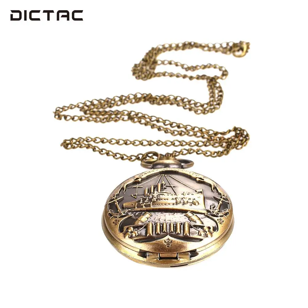 

Ship Copper Pocket Watch Fob Pocket Watch Retro Sweater Chain Vintage Pendant Necklace Gifts