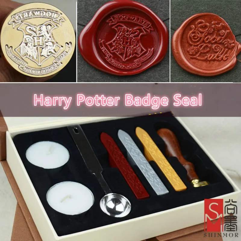 1 Set Retro Harry Potter College Badge Sealing Wax Stamp Gift Box For Envelopment Invitation Letter