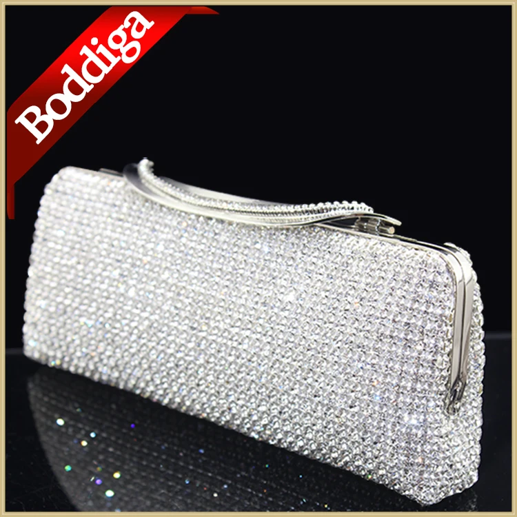 

100% Handmade Luxury Rhinestone Evening Bags Women party bags purses Silver Gold Crystal Clutch Bags with Chain Free Shipping
