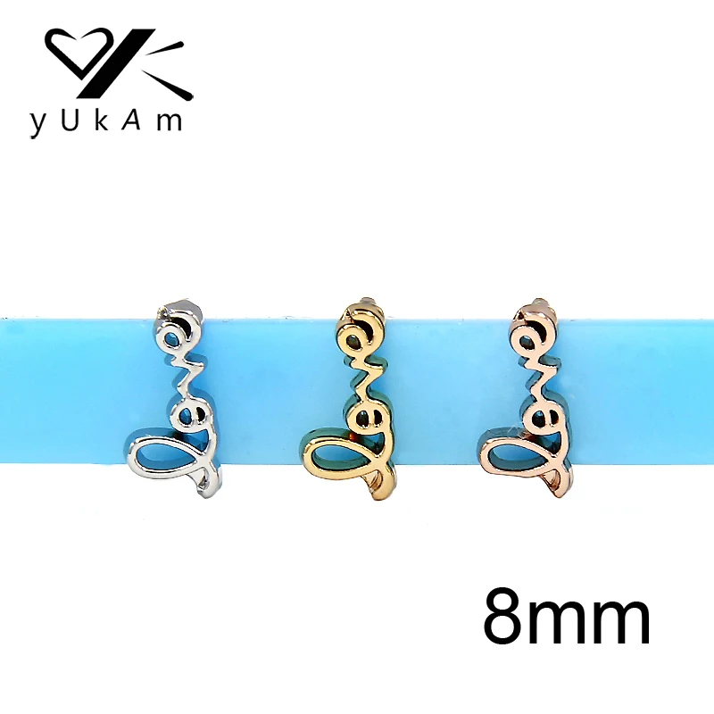 

YUKAM Sliders Jewelry 8mm Small Love Letters Slide Charms Keeper for Stainless Steel Mesh Keeper Bracelet DIY Accessories Making