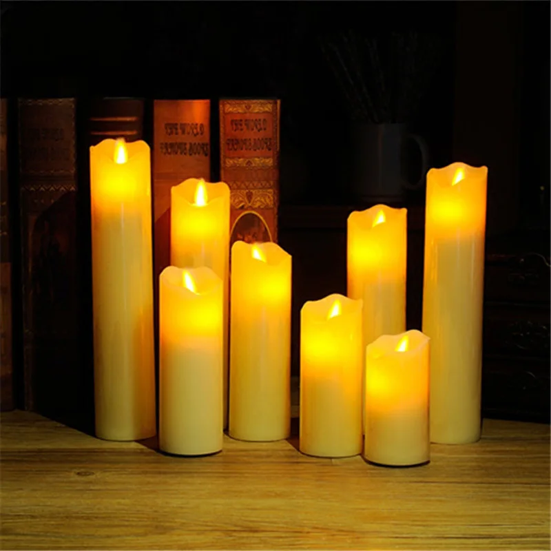

8pcs/lot Dia5CM Swing Flame LED Candle Lamp Smokeless Paraffin Wax Night Light For Event Wedding Party Christmas Holiday