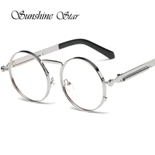 Pop Age Newest Round Steampunk Style Clear lens glasses Men Women Glasses Vintage Eyeglasses Metal Spectacles Lunettes