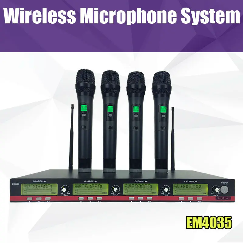

4 X 100 Channel Ture True Diversity !!! 4 Channel Wireless Microphone System UHF Whole Metal 4 Handheld Mic for Karaoke Church