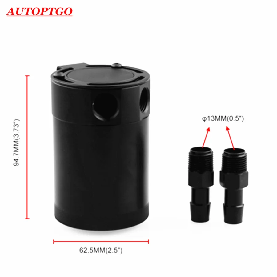 

Car Reservoir Breather Filter Compact Baffled 2-Port Oil Catch Can Tank Air-oil Separator For Honda Hyundai Kia Toyota Bmw Benz