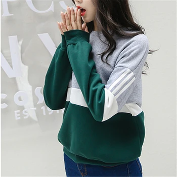 Autumn Spell Color Stitching Harajuku Women Pullover Casual