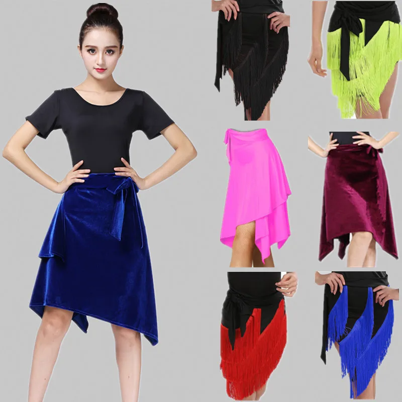 

S-XXXL Multicolor Girls Latin Dance Skirt Women Ballroom Salsa Dance Skirt Adult Tutu Dancing Dress Costumes Tango Samba Dress