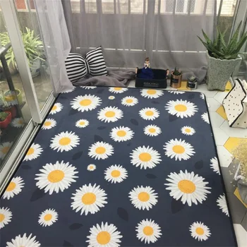 

Fashion Daisy Living Room Bedroom Parlor Decorative Carpet Area Rug Yoga Baby Crawling Play Mat Sun Flower Home Decoration Blue