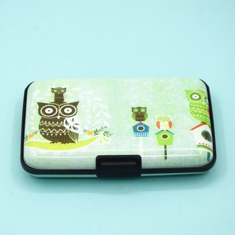 BONAMIE милый сова цветочный Бумажник Алюминиевый держатель для кредитных карт ID Case Box 6 слоты для карт защищенный от взлома с дополнительными слоями безопасности - Цвет: 18