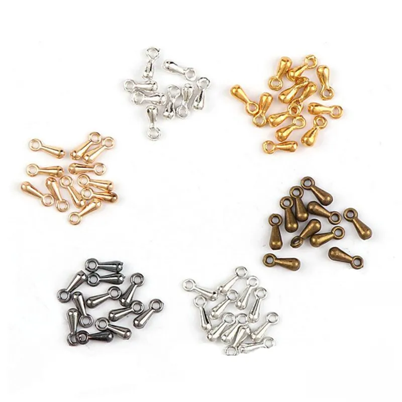 

200pcs/lot 2*7mm Gold /Rhodium/Silver/Bronze Extended&Extension /Tail Extender Chain Metal Water Drop Pendants Z634
