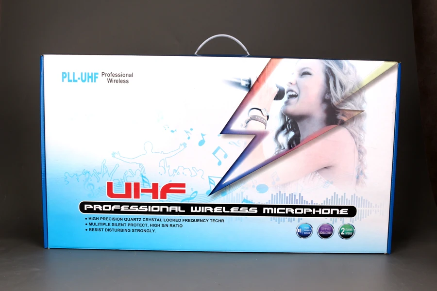 Профессиональный UHF Ручной беспроводной микрофон системы караоке светодиодный дисплей Металл 2 беспроводной микрофон с приемником для певицы на сцене