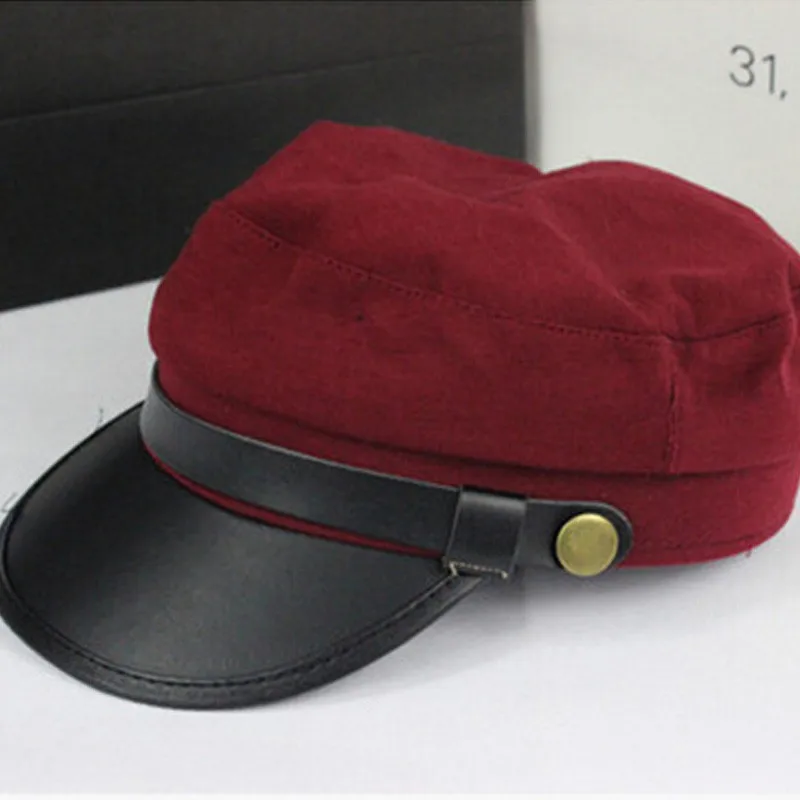 Korean Fashion Spring Summer Women Leather Buckle Flat-top Sun Hat Baseball Cap Snapback Hat LJ032
