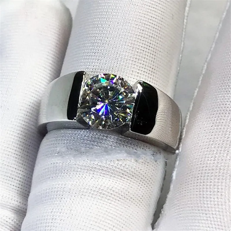 Кольцо-пасьянс, 2ct, AAAAA, Cz, камень, 925 пробы, серебро, обручальное кольцо для женщин, мужчин, ювелирные изделия на палец