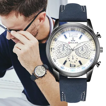 

RAGLAN Men Wristwatch Fashion Quartz High Quality Leather Blu Ray Glass watches man watch mens creative relogio masculino