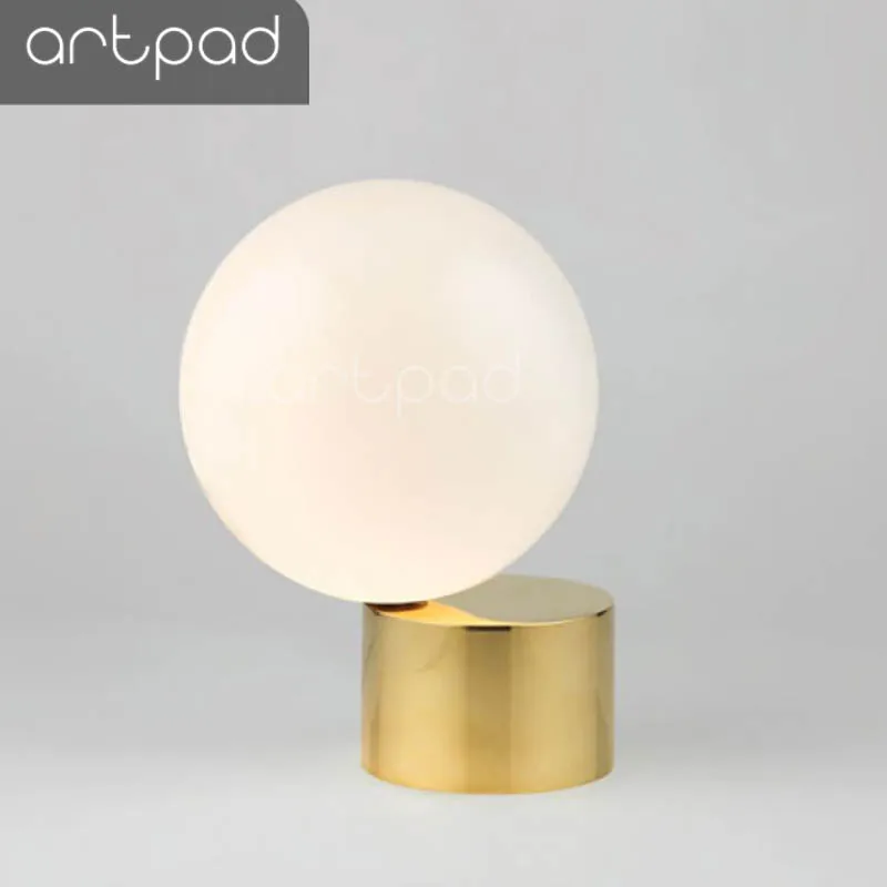 

Artpad Nordic Modern Round Ball Glass Led Table Lamp Simple Creative Metal Desk Lamp Beside Bedroom Studt Decoration Lighting