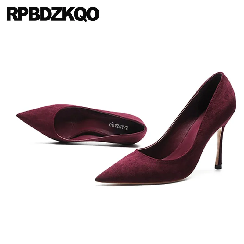 

Extreme Green High Heels Shoes Scarpin Pumps Italian Pointed Toe 2018 Ultra Court Women Blue 3 Inch Wine Red Suede Super Classic