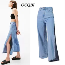 Уличная Брюки, Джинсы с яркой отделкой Для женщин мама модные скинни, бойфренды Высокая талия джинсы плюс Размеры