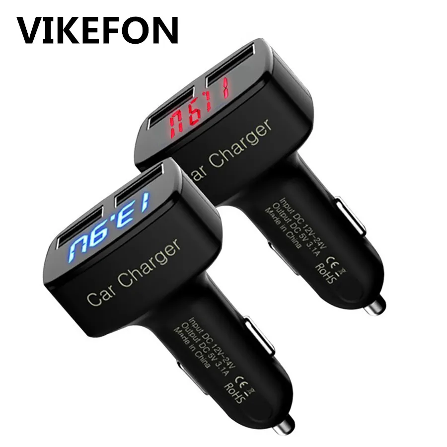 

VIKEFON Car Charger 4 in 1 Car Usb Charger 3.1A Fast Charger with Voltage/temperature/Current Meter Tester Digital LED Display